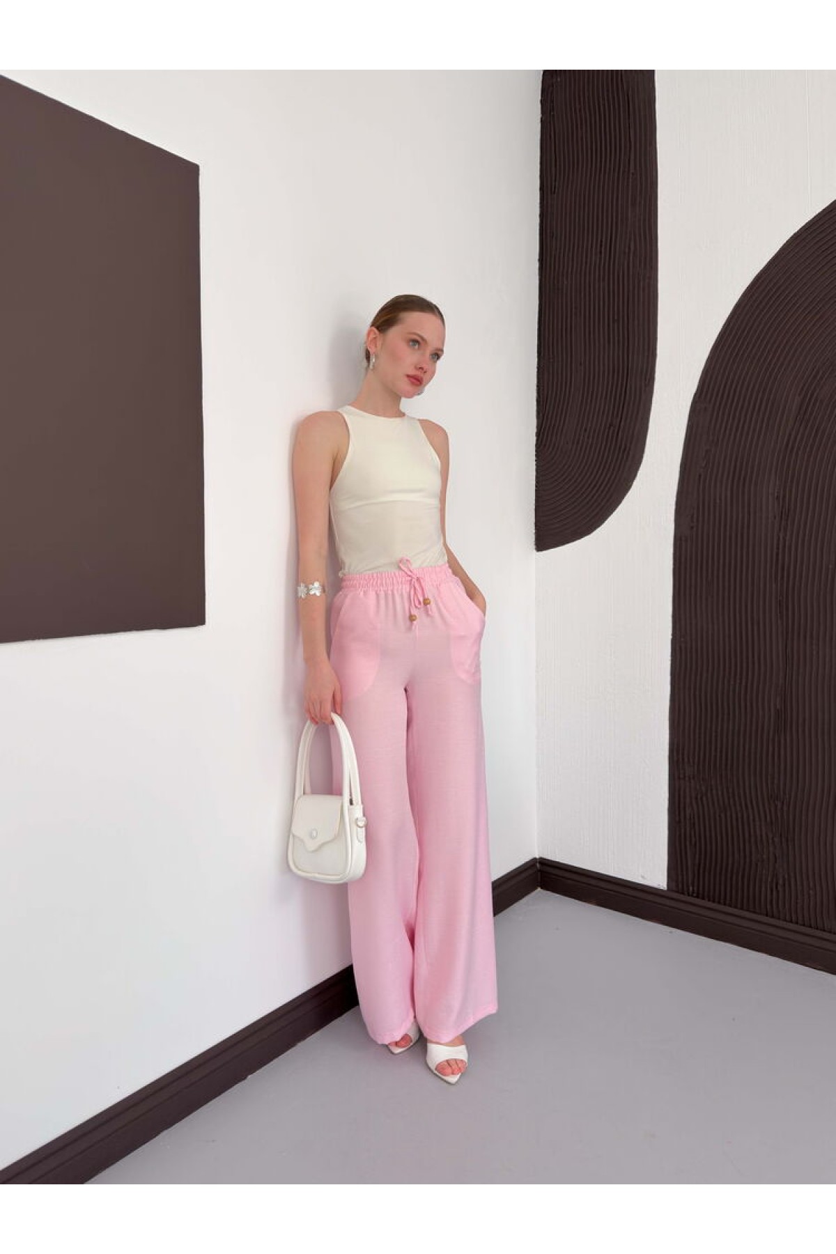 D 2381 PANTOLON - PEMBE